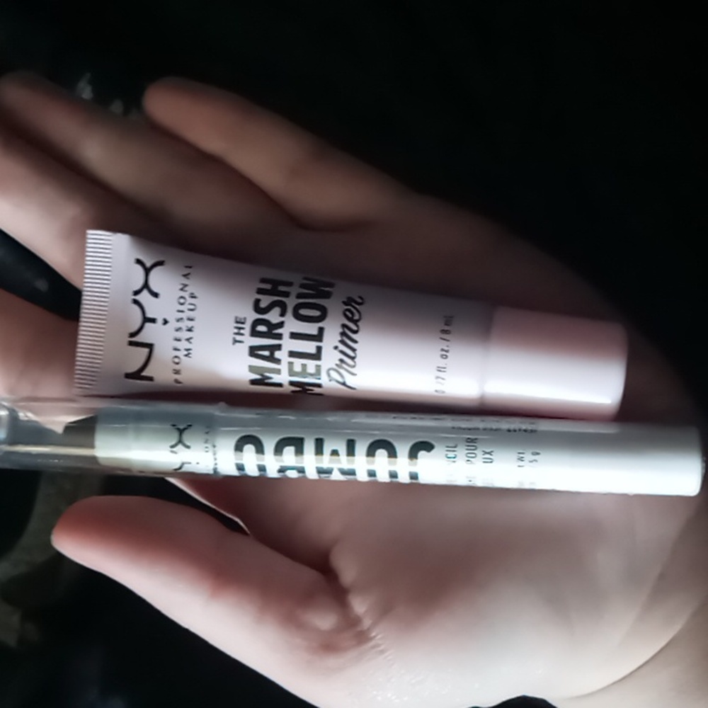 Nyx marshmallow primer and jumbo eye pencil in iced mocha